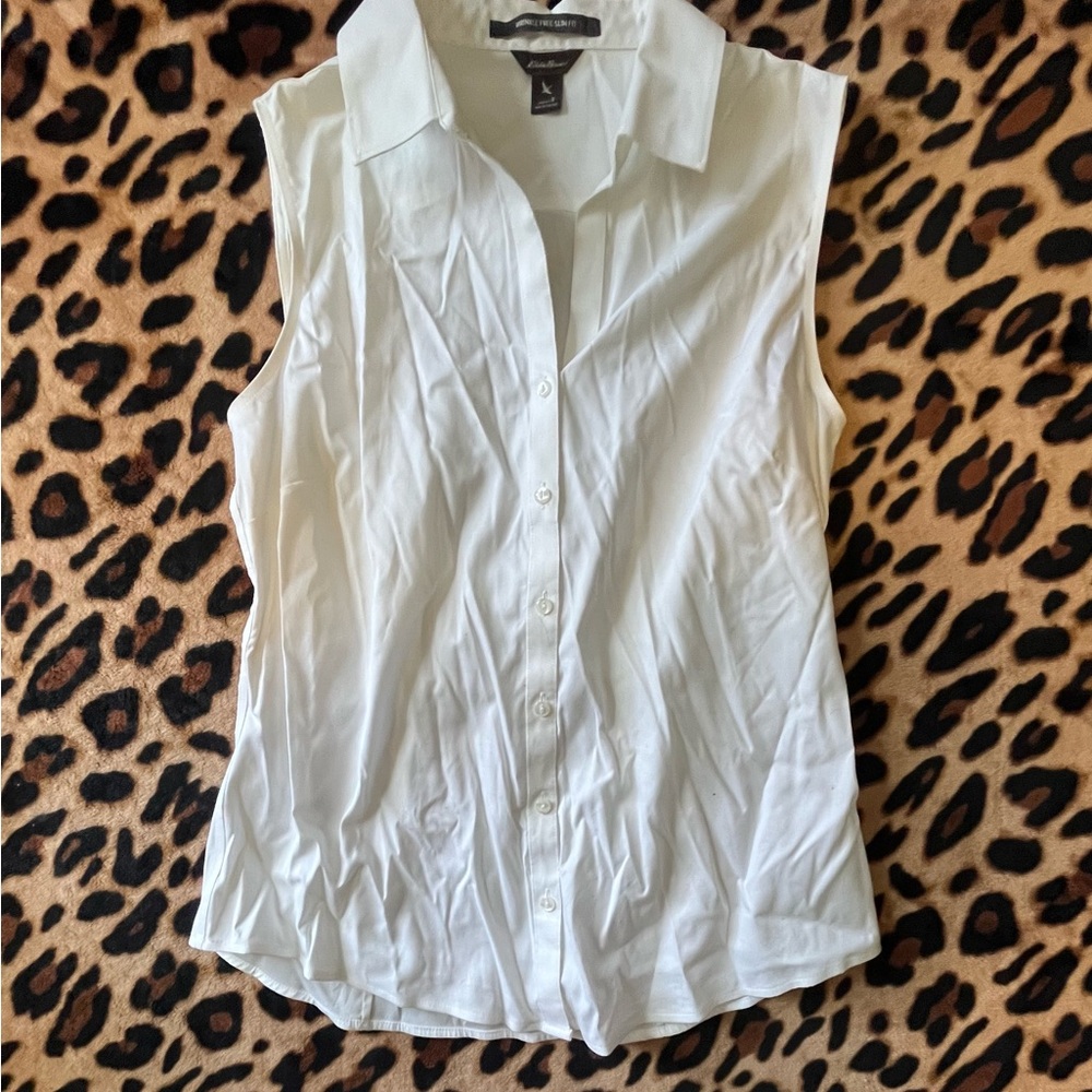 Eddie Bauer Classic White Sleeveless Blouse S